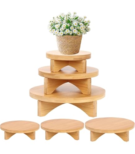 Lot De 2 Supports Roulants Pour Plantes En Pot - Bois Naturel - Diamètre 30 Cm - Pour Intérieur & Extérieur
