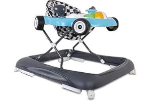 Sun Baby höhenverstellbare Lauflernhilfe Walker Automotiv interaktiv und faltbar mit Sicherheitsstopper, Tasten, Lichtern und Sound ab 6 Monaten (Blau)