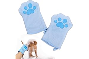 Niuhong 2 Pcs Hundehandtuch Katzen Reinigung Handschuhe Haustiere Saugfähiges Reinigungstuch Weich & Langlebig Mikrofaser Handtuch Handschuhe Hunde Katze Andere Klein Tiere (blau)