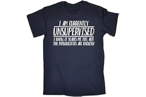 123t Funny Novelty Men's I Am Unsupervised The Possibilities are Endless T-Shirt