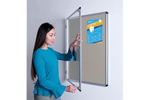WONDERWALL PRODUCTS LTD Wonderwall Classic Tamperproof Lockable Notice Board 90x60cm with 2 Matching Locks and Keys, 12 Colours to Choose from, Including (Grey)