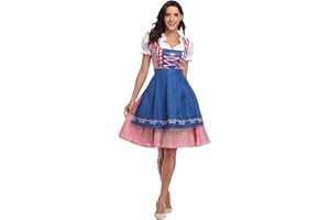 thematys Dirndl Midi avec Tablier pour Femme - Chemisier Inclus - Parfait pour Oktoberfest, Robe Folklorique, Tenue Traditionnelle - Costume de Carnaval Idéal (Style001, M)