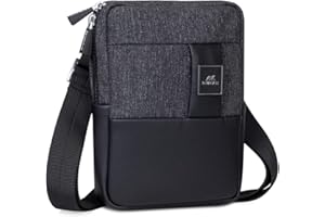 Rivacase Sac à bandoulière pour tablettes jusqu'à 8" - Sac à bandoulière en cuir synthétique et polyester de qualité supérieure avec bandoulière réglable, Noir, s