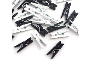 ‎SEPKINA 100 kleine süße mini Zierklammern Clips Dekoklammern Klammern Holz Wäscheklammern Miniklammern Holzklammern Mix Weiss und schwarz Hochzeit Wedding Black and White (Weiss&Schwarz 2,5cm)