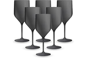 BRYNA BY AMZ BETTER BRYNA - Set 6 Pezzi Bicchieri Croisiere da 25 Cl in Policarbonato (Plastica Rigida), 100% Design Italiano, Bicchieri Infrangibili, Calici Vino Riutilizzabili e Lavabili in Lavastoviglie, Nero