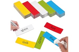 NEEROW 80 Stück Magnetstreifen Beschreibbar, 60x20mm Magnetschilder zum Beschriften, Abwischbare Magnete Beschreibbar, 5 Farben Beschreibbare Magnetetiketten für Whiteboard, Magnettafel, Kühlschrank