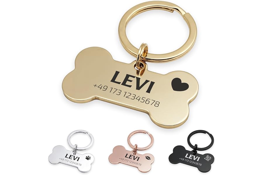 FELLSOCKE Hundemarke mit Gravur aus Edelstahl, Individuell gravierbar, Robuste Tiermarke, Dogtag Anhänger Hunde, Pferde, Katz