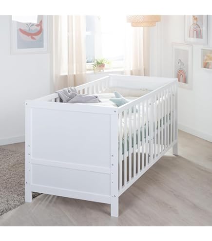 roba Combi-kinderbed, 70 x 140 cm, bicolor, 3-voudig verstelbaar, slipstaven om te bouwen tot juniorbed