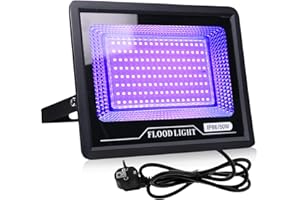 GBKDQQ Reflektor LED 50 W, czarne światło, klasa wodoszczelności IP65, reflektor UV, czarne światło UV z wtyczką, światło imprezowe UV, reflektor UV na dyskotekę, do baru, na imprezę, Halloween, scenę
