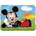 Latch Hook Rug Kit, DIY Rug Making Kit for Adults Kids, Mickey Rug Making Kit, Cross Stitch Kit Carpet Making Cushion Needlework for Beginners, Home Decor, Mickey 50x38 cm