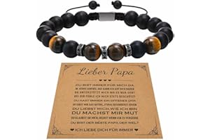XUANPAI Tigerauge Armband für Männer, 10mm Naturstein Armband Yoga Perlen Achat Elastische Armbänder Herren Armbänder Set Geburtstagsgeschenk für Männer Papa-Sohn-Ehemann-Freund