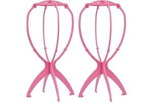 XCZYN Soporte de peluca portátil plegable cabeza de peluca para pelucas cortas exhibición soporte de peluca plegable secador de peluca viaje extensiones de pelo corto soportes (2pcs rosa)