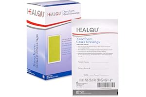 Healqu, Pansement médical Xeroform Petrolatum - Coussinet de gaze non adhérent pour plaies à faible exsudation - Patch de gaze à mailles fines stérile 5x9-50 pièces