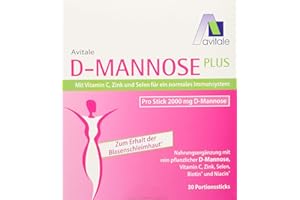 Avitale D-Mannose Plus 2000 mg Stick mit Niacin und Biotin zur Förderung der Blasenschleimhaut, 30 Stück