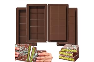 JAADU Lot De 4 Moule tablette chocolat, Moule À Chocolat En Silicone, Moule à Chocolat Dubai,sans BPA, Moule à Chocolat Extra Profond pour Bonbons Au Chocolat Praliné