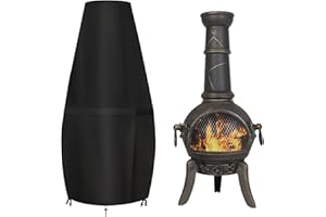 GARPROVM Large Chimenea Cover,Waterproof,Windproof,UV-resistant, Heavy Duty Rip Proof 600D Oxford Fabric Outdoor Garden Patio Heater Cover (122 x 21 / 80cm) - Black