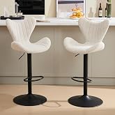 Ya-Home Juego de 2 Taburete Altos de Cocina Girotorio con Altura Ajustable, Taburete de Bar Moderno ​​Tejido de Chenille con