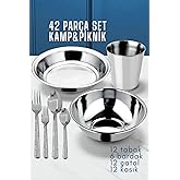 Transformacion 42 Par&ccedil;a Tabak Kase Bardak &Ccedil;atal Kaşık Seti Kamp Piknik Seti 721970