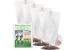 Vegamall 4 Packs 60 x 80cm Plant Fleece Frost Protection, Plant Covers for Winter with Zip and Drawstring, Reusable Plants Frost Protection Covers for Outdoor and Indoor Garden Fleece