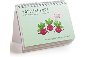 BYANIKA Motivational Flip Chart Desk Pad - 52 Positive Puns & Affirmations | Positivity, Encouragement & Daily Happiness, Self Care Desk Accessories for Office | Christmas or Secret Santa Gift