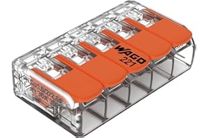 WAGO 221-615 221 Zacisk łączący elastyczny: 0,5-6 mm² sztywny: 0,5-6 mm² Liczba biegunów (num): 5 6 szt. Trans