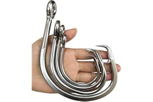 JSHANMEI Tuna Circle Fishing Hooks Stainless Steel Super Strong Claw Tip Shark Tuna Sea Fishing Hooks,Size 16/0 18/0 20/0 24/0 28/0