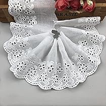 FINGERINSPIRE 7.5 Yard Embroidery Lace Trim - 4.3 Inch Wide White Floral Eyelet Lace For Wedding Dresses & Crafts
