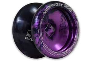 Yomega Groov - Yo-yo in alluminio di grado professionale per giocatori avanzati - Forma rotonda, cuscinetto a sfere regolabile reattivo/non reattivo + 3 mesi di garanzia (nero e viola)