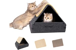 NATUYA Casa para gatos de fieltro, cueva para gatos, de fieltro estable, fácil de limpiar, plegable (43 x 33 x 35 cm, gris)