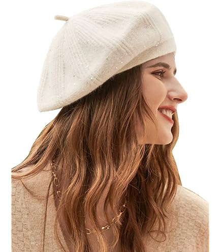 Béret En Laine Perlé Beige - Style Français, élégant Et Chaud - Pour Automne, Hiver - Taille Ajustable - Accessoire Chic Pour Femme