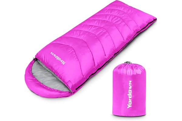 Yordawn Sac De Couchage Adulte Enfant, Sac de Couchage Compact de Camping et Randonnée 3-4 Saisons Hiver l'été Sleeping Bag Leger Imperméable pour Interieur Extérieur