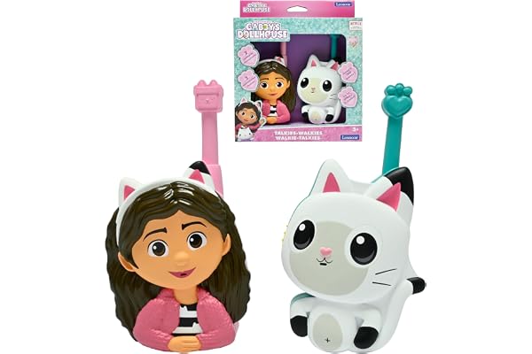 Lexibook, Gabby et la Maison Magique, Talkies-Walkies 3D, Portée 500m, 2 canaux de Communication, Clip Ceinture, Rose/Vert, TW18GDH