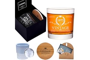LORSIA Regalos de cumpleaños número 51 para hombres y mujeres, juego de vasos de whisky en caja de regalo, decoraciones de cumpleaños número 51 para él, papá, marido, aniversario de 51 años, ideas de regalos