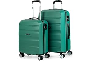 ITACA - Set of 2 Rigid Travel suitcases 4 Wheels Trolley 55/67/77 cm abs. Resistant and Lightweight. Luggage. Small Cabin Approved and Medium., Acquamarine