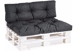 Gutekissen® Coussin pour Palette Extérieur - Confortable Coussin pour Canapé Jardin PPI - Différentes Tailles et Coloris (Coussin d'assise 120x60, gesteppt Noir)