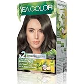 SEA COLOR Amonyaksız, Vegan, Doğal, Besleyici Kalıcı Sa&ccedil; Boyası%100 Beyaz Kapama (1 PAKET 2 x 50 ml Boya & OKSİDAN) (K&uuml;ll&uuml; Ku