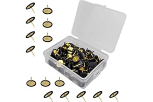 FOHOLA 100 Pcs Drawing Pins, Metal Flat Push Pins, Thumb Tacks, Round Head Drawing Pins with Storage Box for Map, Photo Wall, Office, Corkboards (Black, 100)