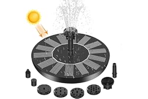 Qumox Bomba solar para fuente de baño de pájaros, fuente mejorada de 1.4 W con 6 boquillas, bomba de agua flotante para baño de pájaros, jardín, estanque, piscina, al aire libre