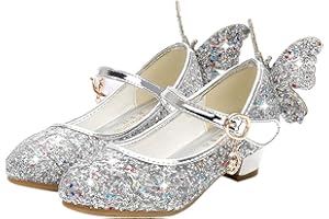 JLHu Fille Chaussures de Princesse Elsa Talon Haut Chaussures pour Déguisement Bout Fermé Reine des Neiges Soirée Carnaval Noël Fête Cadeau Cendrillon Enfant Sandales Antidérapant