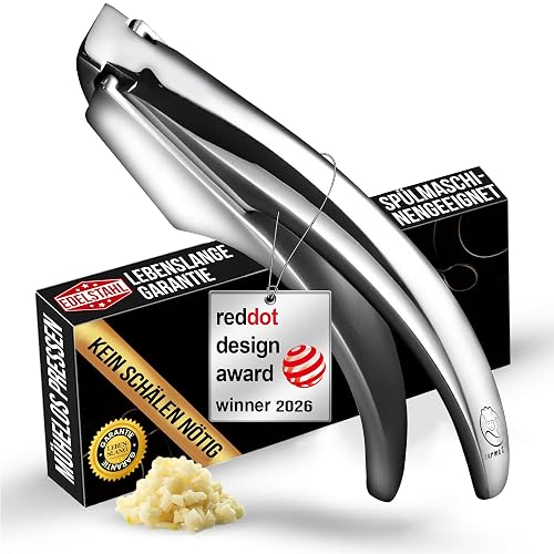 Knoblauchpresse Edelstahl, für Ingwer & Knoblauch