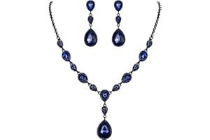 Clearine Wedding Bridal Cubic Zirconia Teardrop Y Necklace and Earrings Jewellery Set for Women