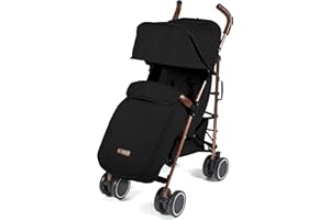 Ickle Bubba Discovery Poussette | Poussette portative légère | de 6 mois à 4 ans | Capot UPF 50, housse de pluie, doublure de siège et chancelière (Noir, Discovery Max)