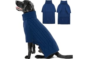 OUOBOB XXXL Dog Jumper for Giant Breed, Warm Winter Fall Dog Jumpers for Dog Girls Boys, Turtleneck Dog Knitwear, Doggie Christmas Jumper, Pet Sweatshirt Clothes Outfit Knit Boxer (Blue XXXL)