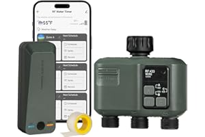 WILAWELS WiFi Water Timer for Garden Hose, Sprinkler Timer 3 Zone, 984ft RF Range, 3 Outlet Smart Hose Watering with APP WiFi Irrigation Controller, Automatic Irrigation System/Rain Delay/Manual Watering