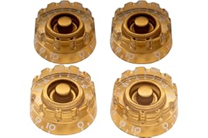 Musiclily Pro Imperial Pulgadas Tamaño Botones de Potenciómetros Forma Cilíndrica Perillas para USA Guitarra Eléctrica Les Paul Style, Oro (Juego de 4)