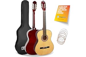 3rd Avenue 3/4 Size Kids Classical Guitar Spanish Nylon String Beginner Pack Bundle - 6 Months FREE Lessons, Bag, Strings – Natural
