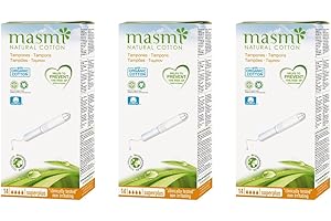 ‎MASMI Masmi Super Plus Applikator-Tampons, zertifizierte Bio-Baumwolle, hypoallergen, biologisch abbaubar, Parfüm, Viskose, Rayon, Chlor und Dioxin, 12 Stück (3 Stück)
