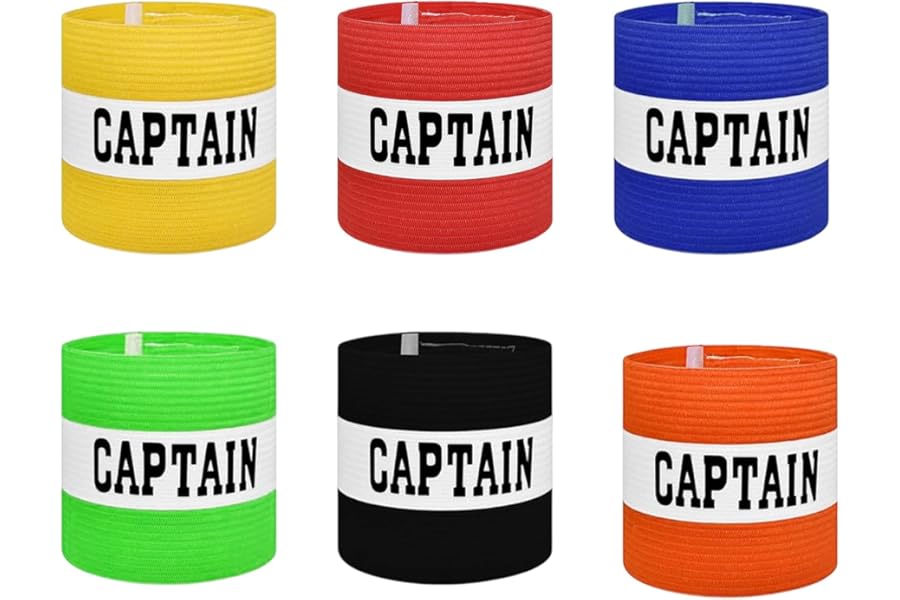 iuiiaii 6 Pcs Captains Armband Set, Captain Armband Football Boys Armbands Football Adjustable Multicolor Elastic Sports Arm Bands For Football Training Youths For use by those aged 15 and above