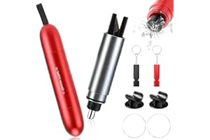 QUUYLIN 2 Stück Auto Sicherheitshammer, 2 In 1 Gurtschneider Notfallhammer, Nothammer mit Testglas zum Üben, Federkorn Nothammer, Fensterbrecher für Autoscheibe Notfallrettungs Auto(Grau+Rot)