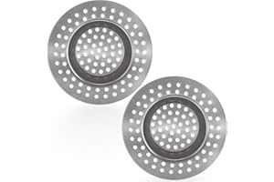 (Set of 2) Stainless Steel Kitchen Sink Strainer Plug, Standard Strainer Drain Protector for Bathroom/Kitchen, Hair Catcher for Bathtub/Shower 3 inches 7.5 cm by Tomario(Model-2)